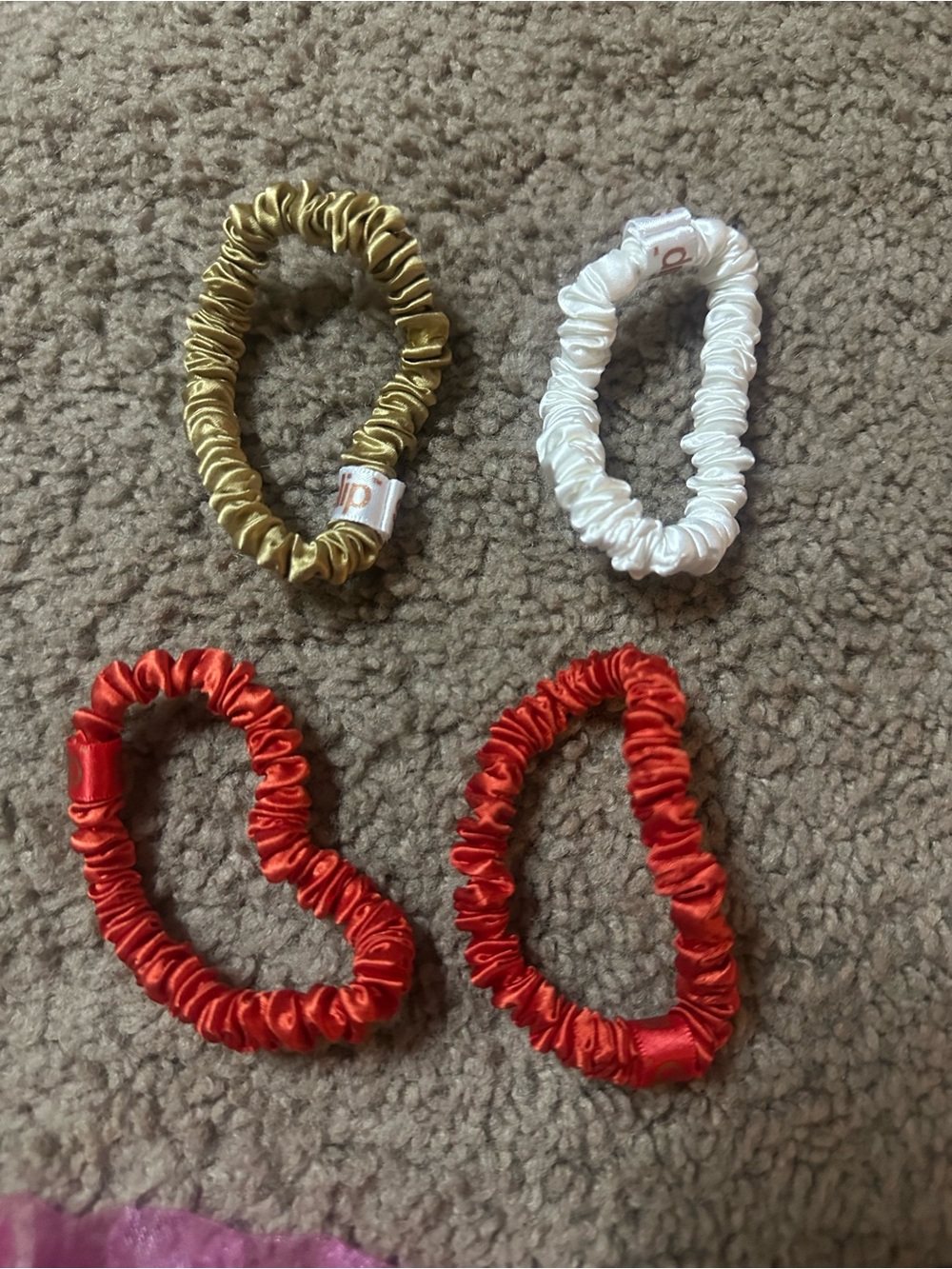 4 Slip Silk Scrunchie Set - Gold, White, Orange